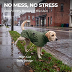 PU Dog Raincoat, Non-Toxic & Odorless Waterproof Vest, Adjustable High Neck and Hook & Loop Belly Closure for Rainy Potty Breaks & Wet Weather Outdoor Walks (Olive Green, XXX-Large)