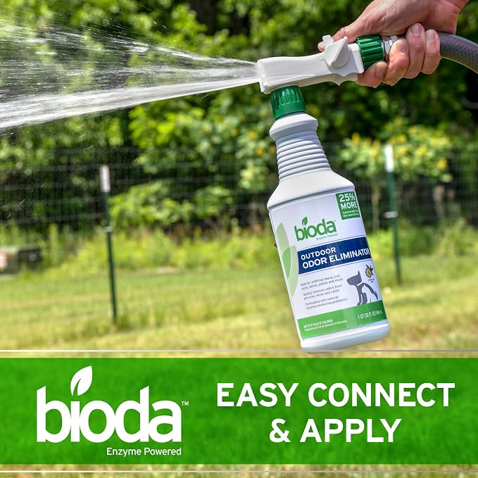 Bioda Probiotic Natural Outdoor Odor Eliminator, 32 oz Spray Bottle, Enzyme | Enzyme Cleaner Destroys Cat & Dog Odor, Neutralizer for Lawn, Artificial Grass, and Patios