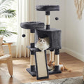 Feandrea Cat Tree, 45.3-Inch Cat Tower, Plush Condo Scratching Post, Gray | 45.3-Inch Cat Tower, Plush Condo with Scratching Post, Ramp, Perch, Spacious Cave, Smoky Gray