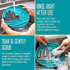 Messy Mutts Round Slow Feeder, 8 Inch, 2 Cup, Blue | 8 Inch Round Silicone Puzzle Slow Feeder For Dogs And Cats, Holds 2 Cups, Dishwasher Safe