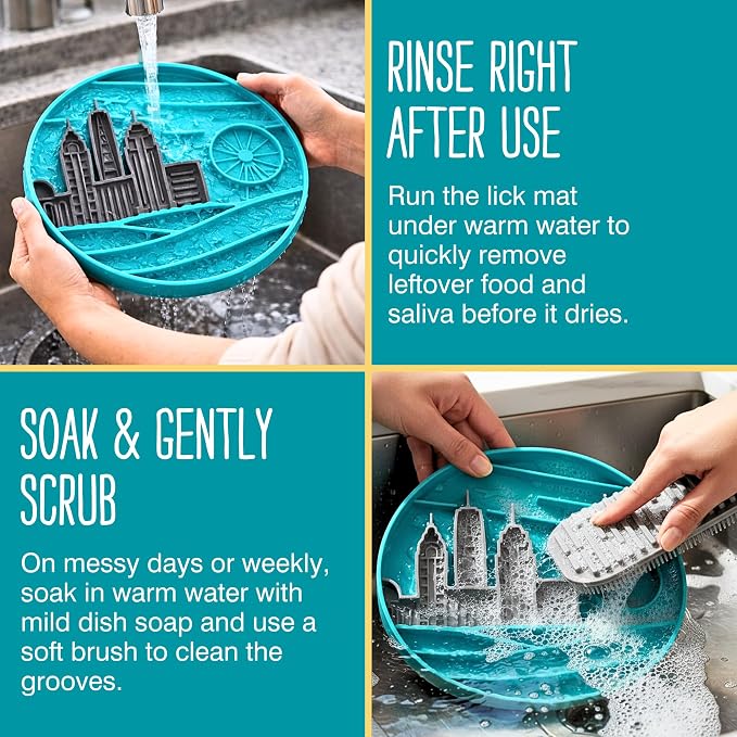 Messy Mutts Round Slow Feeder, 8 Inch, 2 Cup, Blue | 8 Inch Round Silicone Puzzle Slow Feeder For Dogs And Cats, Holds 2 Cups, Dishwasher Safe
