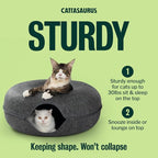 Peekaboo Cat Cave Duo Jumbo Set, Extra Spacious Cat Donut for Multiple & Large Kitty 15+ lbs, Scratch Detachable Cat Beds for Indoor Cats, Washable Cat Tunnel Bed, Best Kitten Toys