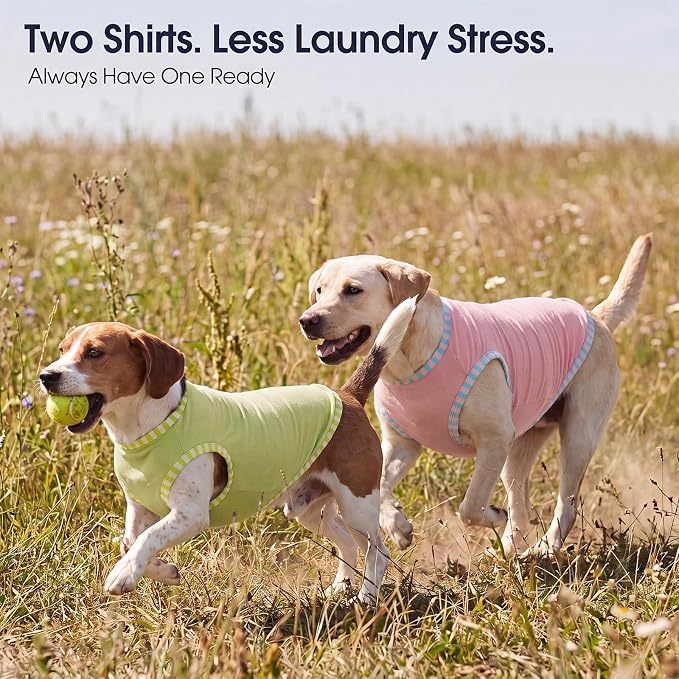 IECOii 2 Pack Dog Surgery Recovery Shirt Sleeveless Lightweight Dog Tshirt | T-Shirts with Stretch Fit,Gentle on Sensitive Skin,Anti-licking for Hot Spots,Shedding Control Tee,For Small to Giant Dogs