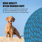 lynxking Long Dog Leash Reflective 15ft 30ft 50ft Check Cord Training Lead Padded Handle Heavy Duty Rope for Puppy Small Medium Large Dogs (Light Blue, 50ft x 3/8inch)