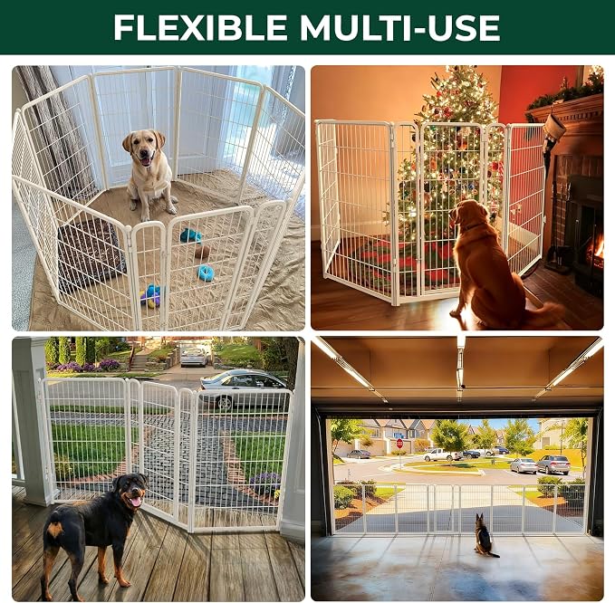 FXW Dog Gate, Extra Wide Adjustable for Openings Up to 83", 45" H | Flexible Space Control, Easy Walk-Through Access, 2 Panels + 1 Gate, For Large Dogs, Garage Use