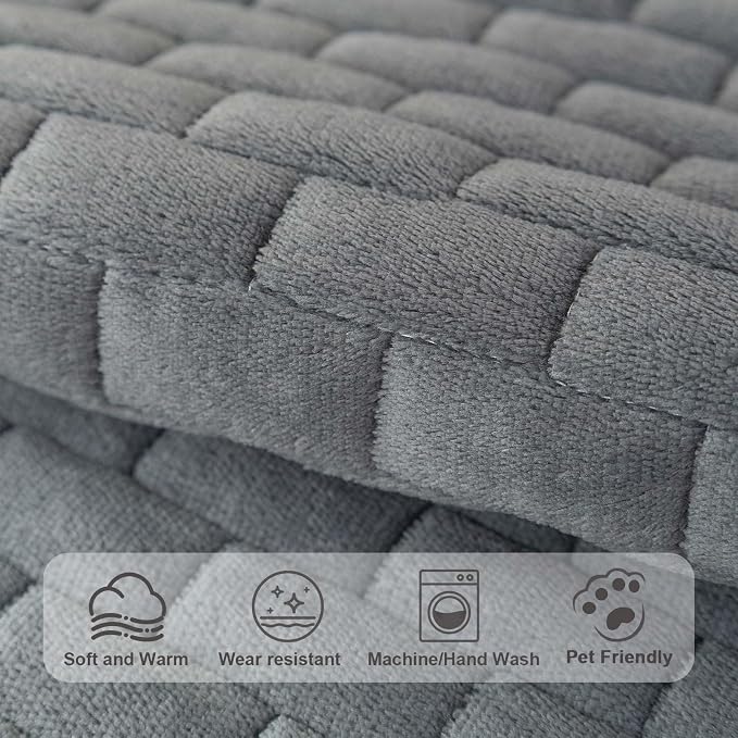Washable Velvet Dog Couch Cover, Plush Pet Sofa Furniture Protector for 2-3 Cushion Couch, Non-Slip Washable Cover for Dogs(1PC/27.6"x59.1",Dark Grey)