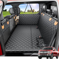 REEVAA Dog Truck Seat Cover for Back Seat, Hard Bottom, XL, Black+Orange | 450 lbs Extender, 45% More Space for 2-4 Large Dogs, Waterproof, Zippered Mesh Window, Fits Crew Cab Trucks & Large SUVs