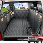 REEVAA Dog Truck Seat Cover for Back Seat, Hard Bottom, XL, Black+Orange | 450 lbs Extender, 45% More Space for 2-4 Large Dogs, Waterproof, Zippered Mesh Window, Fits Crew Cab Trucks & Large SUVs