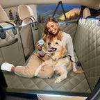 Btefd Back Seat Extender for Dogs, Hard Bottom Dog Hammock for Car & SUV | Dog Seat Cover Supports 420lbs, 45% More Space, Waterproof, Mesh Window, Scratch Resistant, Non-Slip, Easy Care, Beige