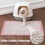 Glittme Cat Litter Mat, 40"x30" Non-Slip Washable Trapping Mat for Cats | Litter Trapping Mat With Thick PVC Coil To Catch Scatter, Soft On Paws And Waterproof Bottom To Protect Floors