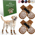 EXPAWLORER Dog Socks to Prevent Licking Paws, Dog Shoes for Hot Pavement, Anti Slip Dog Booties for Hardwood Floors, Dog Boots & Paw Protectors for Small Medium Large Senior Dogs, Khaki M