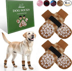 EXPAWLORER Dog Socks to Prevent Licking Paws, Dog Shoes for Hot Pavement, Anti Slip Dog Booties for Hardwood Floors, Dog Boots & Paw Protectors for Small Medium Large Senior Dogs, Khaki M