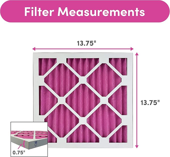 14x14x1 Air Filter (2-Pack) | Made in the USA | Color Changing | Remove Cat and Dog Odor | MERV 8 for Pet Hair Dander and Dust | 13.75"x13.75"x0.75" Exact Size