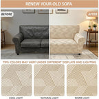 ZNSAYOTX Stretch Oversized Couch Covers for 3 Cushion Couch, 1-Piece Extra Large Sofa Cover Slipcover, Furniture Protector with Elastic Bottom Geometrical Jacquard Fabric (X-Large, Khaki)
