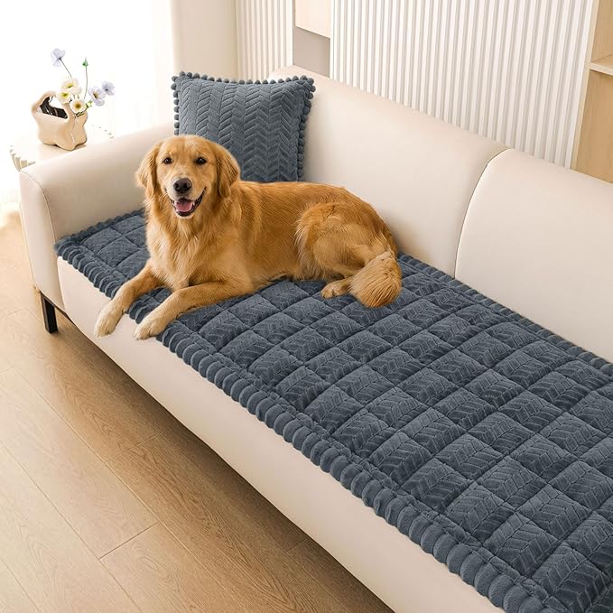 Smiry Couch Cover for Dogs, Non Slip Fuzzy Pet Sofa Covers Washable | Sofa Slipcovers for 2-3 Cushion Couch, Soft Thick Furniture Protector for Cats Dogs, Against Fur, Dirt, Scratch (27.6"x59")