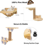 Cat Window Hammock Bed 4pcs/Set Cat Window Perch for Indoor Cats Seat with Two Shelves and One Scratching Post Sunction Cup Mounted | 4pcs/Set,Drill-Free,Hold Up to 40 lb,For Small to Medium Cat to Climb, Scratch, Rest and Watch Outside,Machine-Washabl...