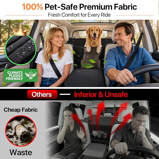 Doglike Hard Bottom Back Seat Extender for Dogs, 650LB Heavy Duty Support, Waterproof Dog Car Seat Cover with Removable Washable Mat, Dog Hammock with Mesh Window for Mid-Size Sedans & Compact SUVs