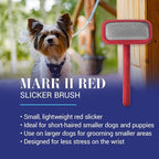Chris Christensen Mark II Slicker Brush, Groom Like a Professional, Stainless Steel Pins, Lightweight Beech Wood Body, Ground and Polished Tips, Red Small