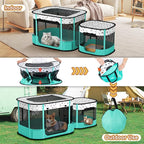 Portable Cat Playpen, 8-Rod Reinforced Kitten Dog Playpens, Foldable Play Pen for Indoor Cats Enclosed Pet Puppy Doggy Outdoor, Collapsible Tent Kennel Cage House(32"x24"x22")