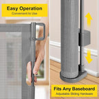 Reinforced 42” Tall x 130” Extra Wide Retractable Dog Gate Extra Tall Pet Gate with Rods to Prevent Crawling Through, Long Baby Gates for Dogs Child Safety Gate Mesh Dog Gate Indoor Outdoor, Gray
