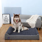 Laifug Orthopedic Dog Beds for Large Dogs,7" Memory Foam Dog Beds,Durable Water Proof Liner Removable and Washable, Nonskid Bottom, Black and White Plaid 50"x36"x10"