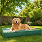 WNPETHOME Outdoor Dog Bed Waterproof, Large Outdoor Dog Bed for Large Sized Dog, Outdoor Indoor Dog Bed with Removable Washable Cover, Egg Crate Foam Dog Crate Mat, Durable Waterproof Dog Bed, Green