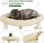 Gitelsnour Corner Cat Tree Tower with All Sisal Scratching Posts GCT025MU | 44.1" Cat Furniture with Multi-level Cat Condo, Cat Cave, Hanging Basket, Sisal Scratching Ramp for Indoor Cats, Beige