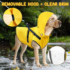 Dog Raincoat: Dog Rain Jacket with Reflective Harness & Removable Hood | Waterproof Dogs Rain Coat Poncho for Large Medium Small Dogs Puppies (Yellow - XL)