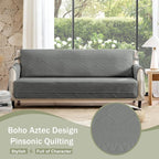 Soft Boho Quilted Couch Cover with Pockets for Extra-Large Sofa, Anti-Slip Boho Sofa Covers Washable for 3 Cushion Pet Friendly, Oversized Sofa Cover Water-Repellent (X-Large Sofa 78", Gray)