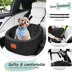 Lealchum Dog Car Seat for Small Dogs Up to 30 Lbs,Ultra Soft Fabric Fill in Comfy Memory Foam,Happy Pet Ride,2 Safety Dog Leashes,Fully Detachable and Washable,Anti Slip Base(Black)