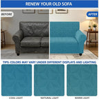 ZNSAYOTX Stretch Couch Cover, 1 Piece Sofa Covers for 3 Cushion Couch, Jacquard Sofa Slipcovers with Elastic Bottom Thickened Furniture Protector for Dog Cat Pet (Large, Peacock Blue)