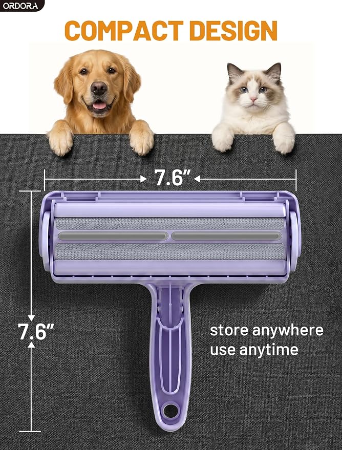 Pet Hair Remover Roller, Reusable Lint Roller for Dog and Cat Hair | Portable Pet Hair Roller with Large Fur Bin for Couches, Bedding, Car, Rugs & Furniture, No Refills or Batteries, Pet Homes