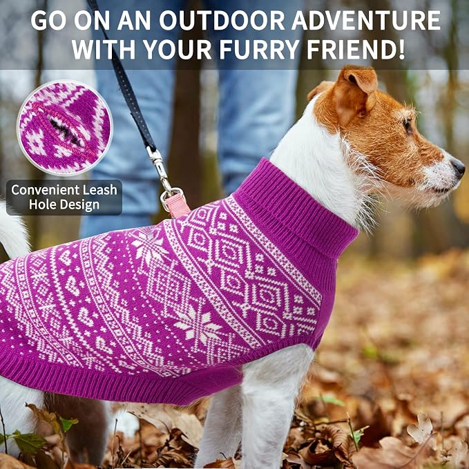 HOMIMP Dog Sweater Argyle - Warm Sweater Winter Clothes Puppy Soft Coat, Ugly Dog Sweater for Small Medium and Large Dogs, Pet Clothing Boy Girl, Purple SM