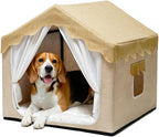 Indoor Dog House, Breeze Pet Tent with Sturdy Frame & Window, Dog Cave Bed with Washable Cover for Small-Medium Dogs (18-40 lb), 25", Cream