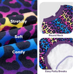 KYEESE Dog Pajamas Stretchy Pet Jammies Coat Comfy Pet Onesie Costume Velvet Dog Pajamas Small Sized Dogs Soft Dogs Clothes Pjs with Leopard Pattern, Large