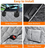 PETICON Dog Car Seat Cover for Back Seat, Waterproof Dog Hammock for Pets | Zippered Design Allows Passenger Seat Access, Mesh Window for Pet View, 600D Oxford, Prevents Scratches, Hair, Mud, and Dirt