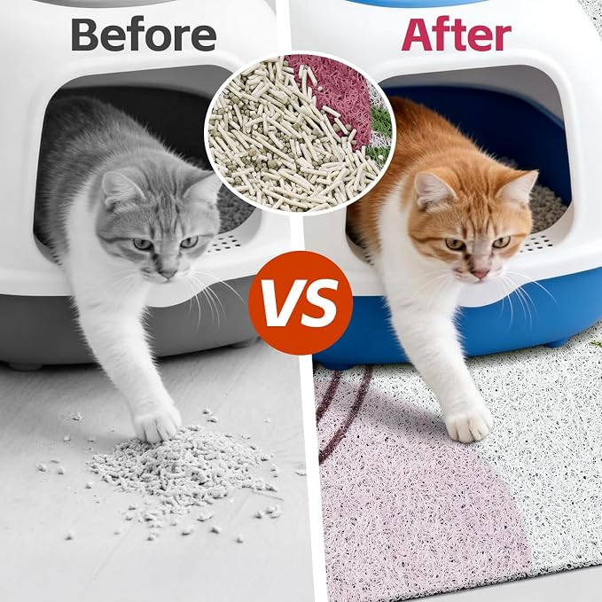Cat Litter Mat Litter Trapping Mat, 24"x15" Waterproof Urine Proof Litter Box Mat Catcher Mat Non-Slip Washable for Kitty Kitten, Pink