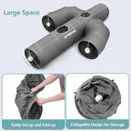 Ownpets Cactus Cat Tunnel 10" with Peek Holes for Indoor Large Cat, Grey | Durable Oxford fabric, noise-free, foldable & connectable, multi-cat friendly, tube for cats up to 20lb, includes ball & wand