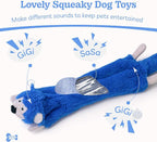 SHARLOVY Dog Squeaky Toys No Stuffing 5 Pack, Plush Crinkle Dog Toys for Large Breed, Durable Doggie Chew Cute Animals Puppy Toy for Teething