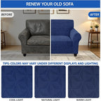 ZNSAYOTX Stretch Couch Cover, 1 Piece Sofa Covers for 2 Cushion Couch, Jacquard Loveseat Slipcovers with Elastic Bottom Thickened Furniture Protector for Dog Cat Pet (Medium, Navy Blue)