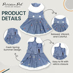Parisian Pet Dog Overall Dress - Spring Summer Clothes for Large Dogs Girl - Floral Denim Pet Dress - Stylish Dog Outfit - Lightweight and Breathable Puppy Clothes - Sleeveless Dresses for Dogs
