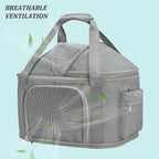 Expandable Pet Dog Cat Carrier, Top Opening Pet Bag for Small Medium Dogs Cats, Collapsible Ventilated Car Travel Comfort Soft-Sided Puppy Carriers Up to 15lbs (Light Grey, 16.2"x11.4"x13"(LxWxH))