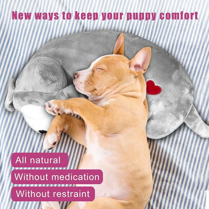 Moropaky Hearbeat Toy for Dog Anxiety Relief Behavioral Training Aid Toy, Grey