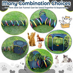 CypherX Outdoor Cat Enclosure, Portable Cat Tent with Tunnel Popup Catio | 7-in-1 modular design: 3 tents, 9.8" wide tunnels, scratch balls & storage bag. Durable setup for small animals & cats.