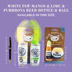 Haute Diggity Kitty White Paw + Purrrona Bottle & Ball, Soft Plush Cat Toys | 4 Pack Catnip Toys with Interactive Crackle & Feathers, Safe & Durable Cat Nip Kicker Toy for Outdoor & Indoor Cats & Kitten