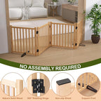 Wooden Freestanding Dog Gate Indoor - 23" H 4 Panels | No-Painted Foldable Pet Gates, Portable Folding Puppy Fence for Doorways, Stairs, Hallways