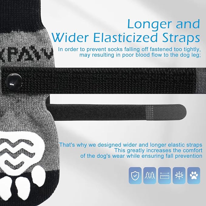 EXPAWLORER 6PCS Anti-Slip Dog Socks to Prevent Licking Paws,Dog Shoes for Hot Pavement,Best Paw Protector Traction Control on Hardwood Floor,Dog Booties for Puppy Small Medium Large Senior Dogs