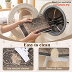 Bienbee Cat Litter Mat, 2PCS 33"x22" Machine Washable Litters Box Mats Non-Slip &Waterproof Cat Litters Trapping Mats Easy to Clean Mat for Litter Box Less Waste Protects Floors Bronze-Gold L