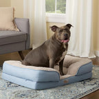 Town & Country Everyday CuddleTown Comfy Solid Bolster Sofa Pet Bed, Supportive & Calming Egg Crate Foam, Non-Slip Bottom, Machine Washable Cover, Cream, Large 35"x25"x8"