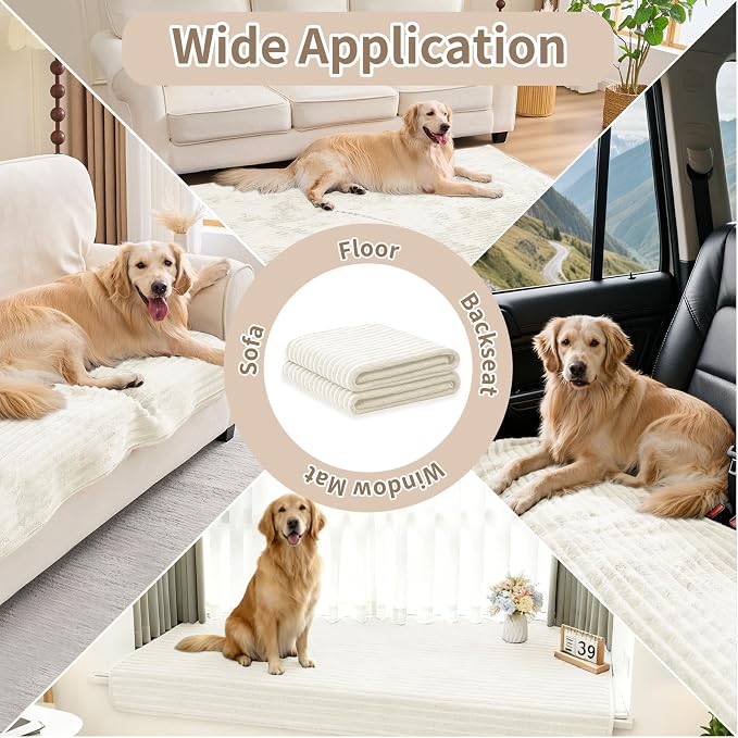 100% Waterproof Couch Covers for Dogs, 35"×70.9" Washable Couch Cover, Non Slip Sectional Couch Covers for 3 Cushion Sofa Cover Pet Friendly, Cat and Dog Couch Bed Cover- Off-White